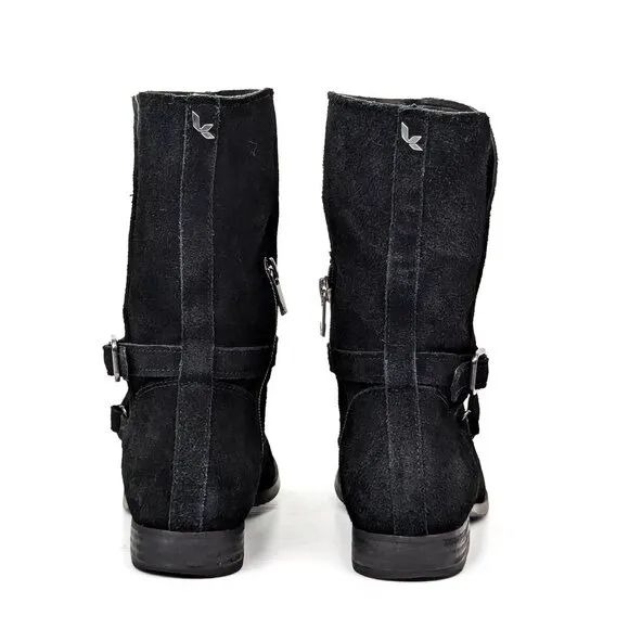Koolaburra by UGG Women Elista Black Suede Strap Comfortable Winter Boots sz 6