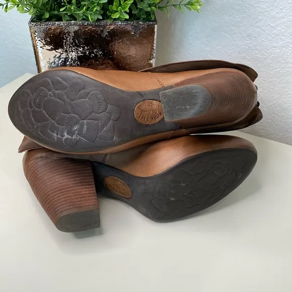 Kork-Ease Ankle Boot Bootie Cuffed Leather Size 9 Chestnut Brown