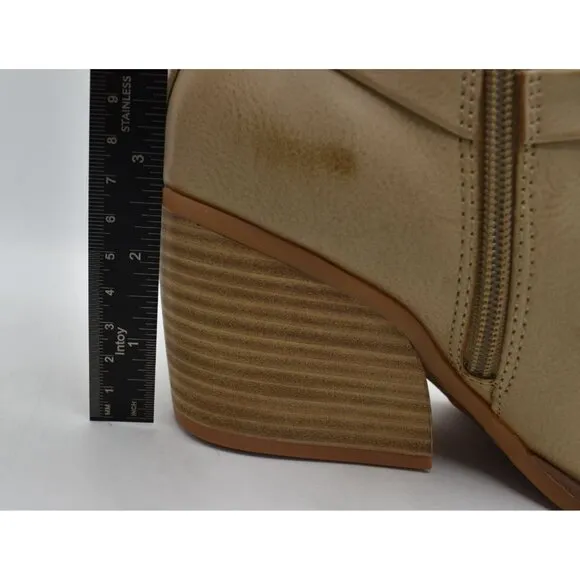 Korks by Kork Ease Womens Size 7 Heidi Cream PU Block Heel Booties Boots Shoes