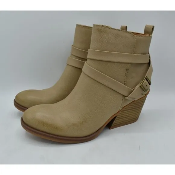 Korks by Kork Ease Womens Size 7 Heidi Cream PU Block Heel Booties Boots Shoes