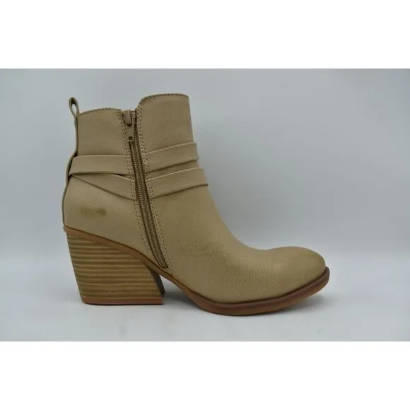Korks by Kork Ease Womens Size 7 Heidi Cream PU Block Heel Booties Boots Shoes