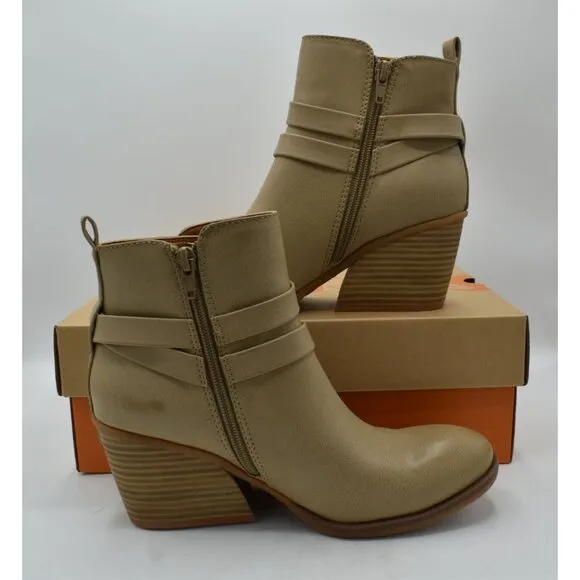 Korks by Kork Ease Womens Size 7 Heidi Cream PU Block Heel Booties Boots Shoes