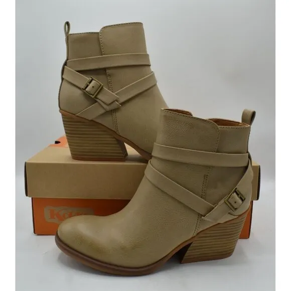 Korks by Kork Ease Womens Size 7 Heidi Cream PU Block Heel Booties Boots Shoes