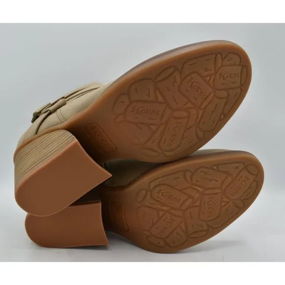 Korks by Kork Ease Womens Size 7 Heidi Cream PU Block Heel Booties Boots Shoes