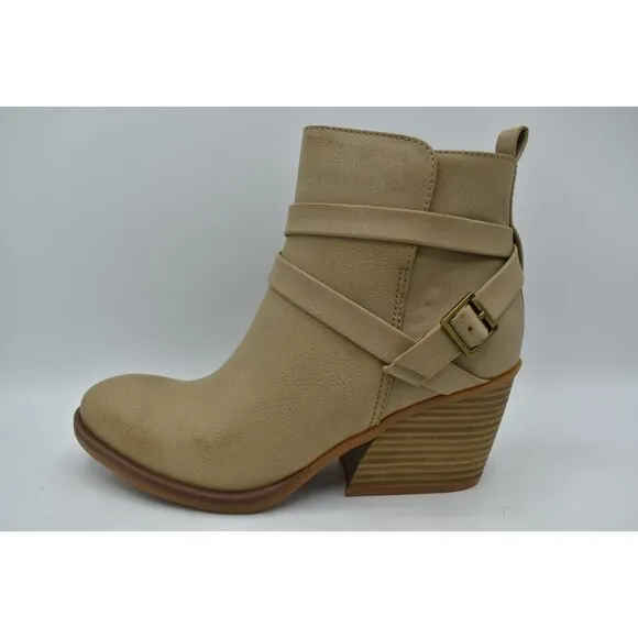 Korks by Kork Ease Womens Size 7 Heidi Cream PU Block Heel Booties Boots Shoes