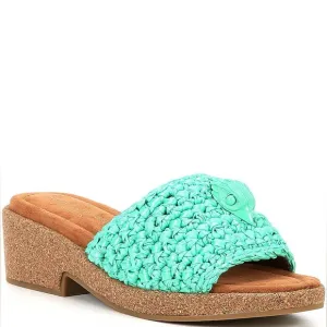 KURT GEIGER NWOB London Eagle Crochet Cork Woven Slide Sandals