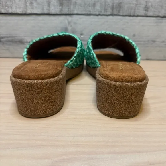 KURT GEIGER NWOB London Eagle Crochet Cork Woven Slide Sandals