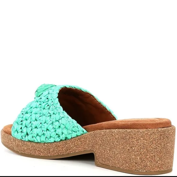KURT GEIGER NWOB London Eagle Crochet Cork Woven Slide Sandals