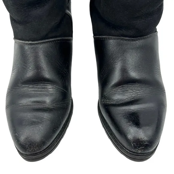 La Canadienne Black Soft Leather Winter Boots Sherpa Lined Size 7.5