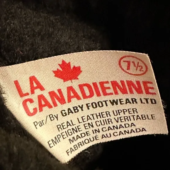 La Canadienne Black Soft Leather Winter Boots Sherpa Lined Size 7.5