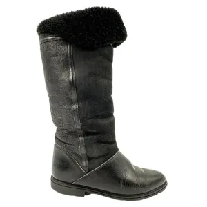 La Canadienne Black Soft Leather Winter Boots Sherpa Lined Size 7.5
