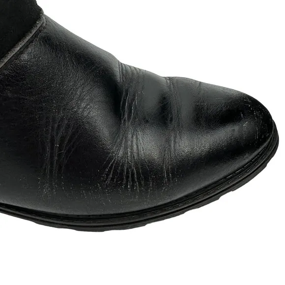 La Canadienne Black Soft Leather Winter Boots Sherpa Lined Size 7.5
