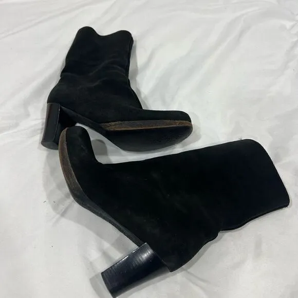 La Canadienne black suede zipped calf length boots size 6.5 M