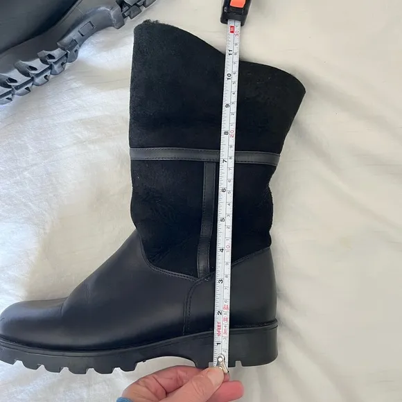 La Canadienne Kosmo Black Leather Shearling Boots Women's 7.5 Winter Boot Warm