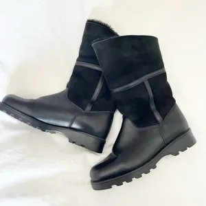 La Canadienne Kosmo Black Leather Shearling Boots Women's 7.5 Winter Boot Warm