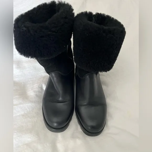 La Canadienne Kosmo Black Leather Shearling Boots Women's 7.5 Winter Boot Warm