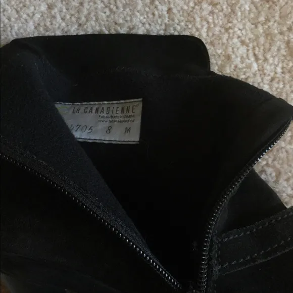 La Canadienne Waterproof Winter Suede Boots Black Heeled Size 8