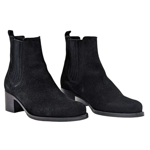 La Canadienne / Women Princeton Chelsea Western Vibram Black Suede Boots Size 6