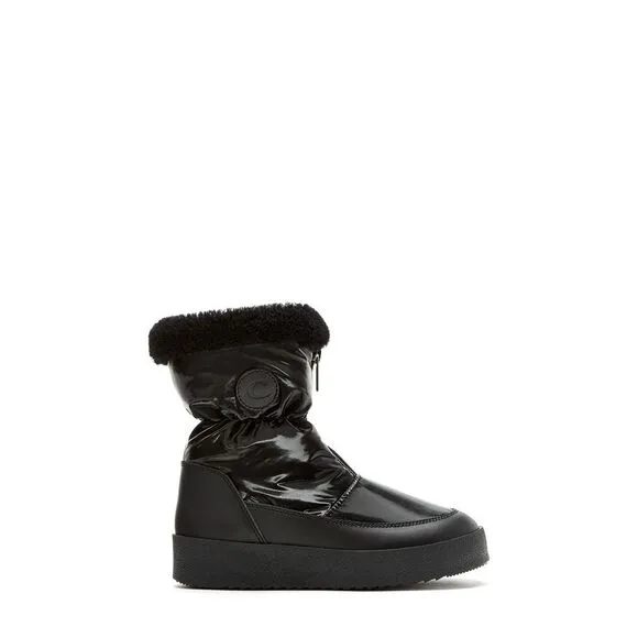 LA CANADIENNE Womens Black Mixed Media Eileen Round Toe Platform Winter Boots 38