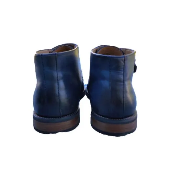 La Milano Blue Burnished Leather Double Monk Strap Cap Toe Boots 13