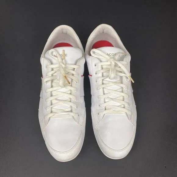 Lacoste Nivolor 0721  1 P CMA Mens White Leather Lifestyle Sneakers Shoes Sz 12