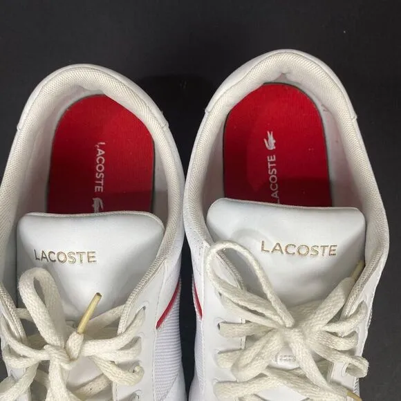 Lacoste Nivolor 0721  1 P CMA Mens White Leather Lifestyle Sneakers Shoes Sz 12