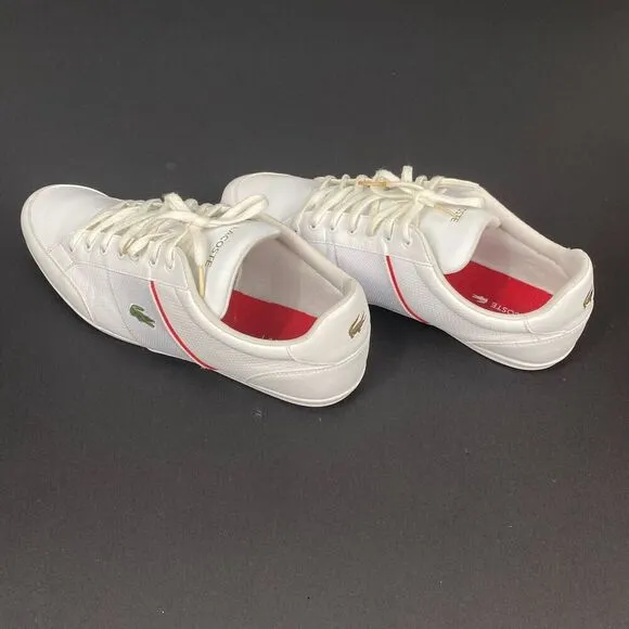 Lacoste Nivolor 0721  1 P CMA Mens White Leather Lifestyle Sneakers Shoes Sz 12