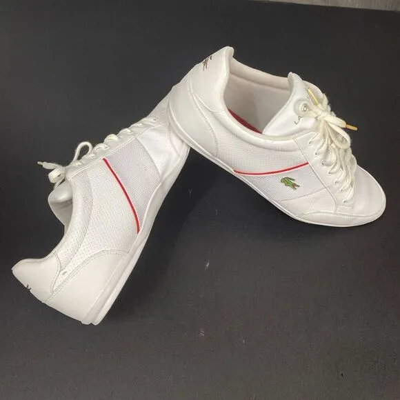 Lacoste Nivolor 0721  1 P CMA Mens White Leather Lifestyle Sneakers Shoes Sz 12