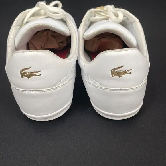 Lacoste Nivolor 0721  1 P CMA Mens White Leather Lifestyle Sneakers Shoes Sz 12