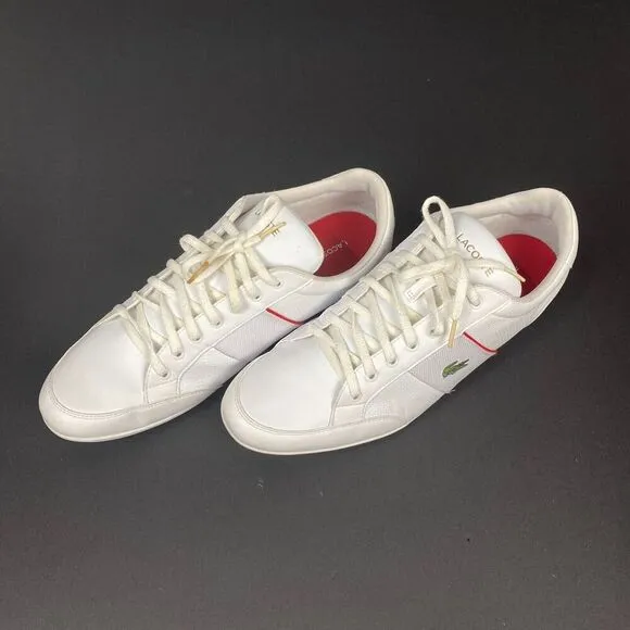 Lacoste Nivolor 0721  1 P CMA Mens White Leather Lifestyle Sneakers Shoes Sz 12