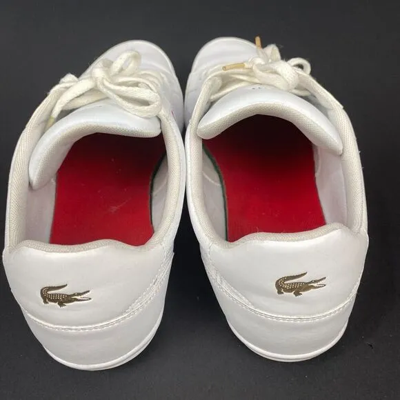 Lacoste Nivolor 0721  1 P CMA Mens White Leather Lifestyle Sneakers Shoes Sz 12