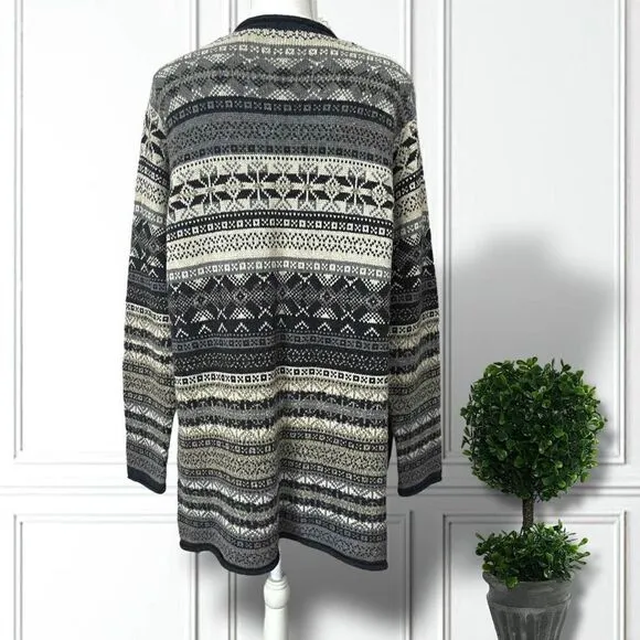 Lane Bryant Fair Isle Blue Tunic Sweater Wool Blend V Neck Venezia SZ 22/24