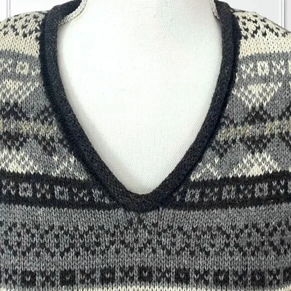 Lane Bryant Fair Isle Blue Tunic Sweater Wool Blend V Neck Venezia SZ 22/24