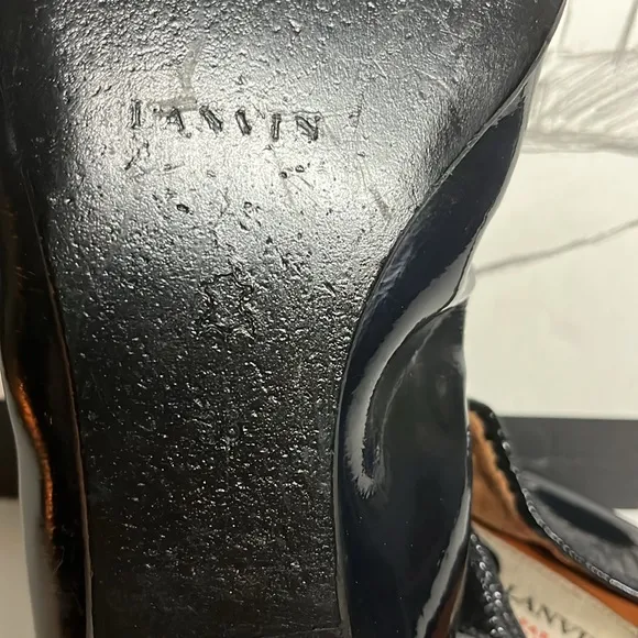 Lanvin Ballet Flats Napa Calfskin Navy Blue Patent Leather Women’s Size US 7.5