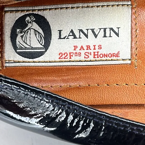 Lanvin Ballet Flats Napa Calfskin Navy Blue Patent Leather Women’s Size US 7.5