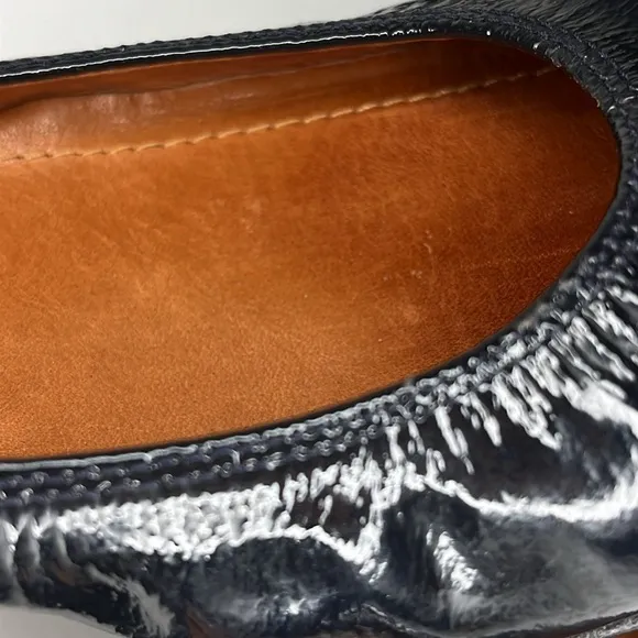 Lanvin Ballet Flats Napa Calfskin Navy Blue Patent Leather Women’s Size US 7.5