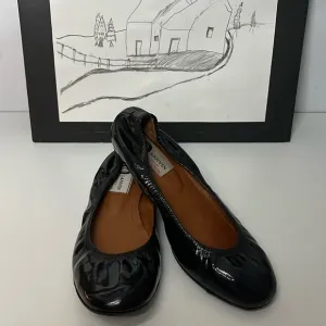 Lanvin Ballet Flats Napa Calfskin Navy Blue Patent Leather Women’s Size US 7.5