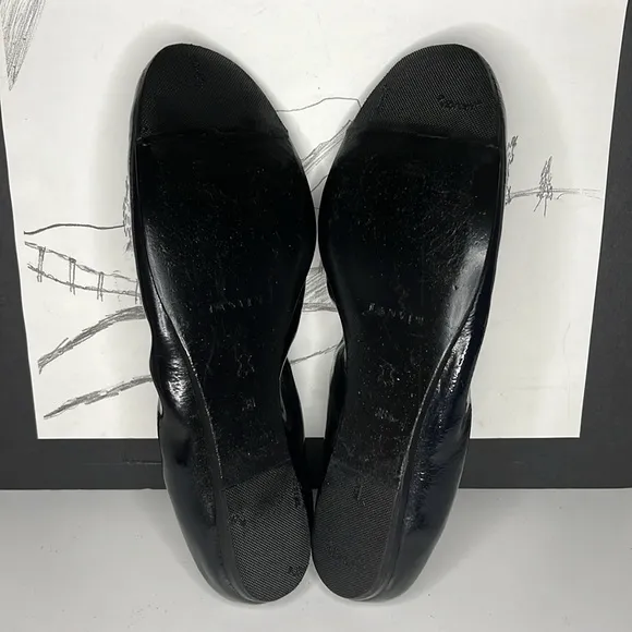 Lanvin Ballet Flats Napa Calfskin Navy Blue Patent Leather Women’s Size US 7.5