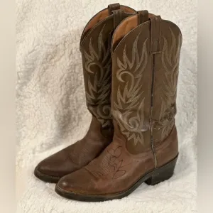 Laredo Lea Vamp Fox Brown Leather Western Cowboy Boots Womens 7.5M Casual Dress
