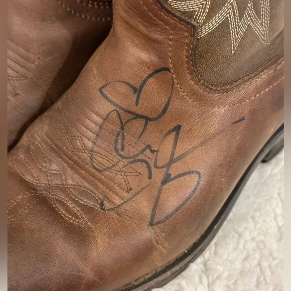 Laredo Lea Vamp Fox Brown Leather Western Cowboy Boots Womens 7.5M Casual Dress