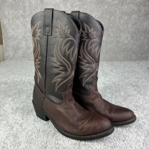 Laredo Mens Western Boots 4243 Cowboy Almond Toe Pull On Brown Leather Sz 8.5D