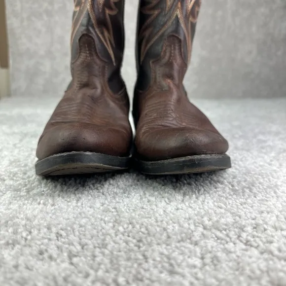 Laredo Mens Western Boots 4243 Cowboy Almond Toe Pull On Brown Leather Sz 8.5D