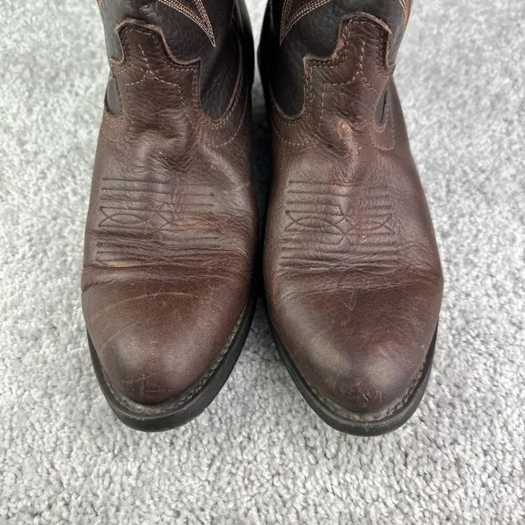 Laredo Mens Western Boots 4243 Cowboy Almond Toe Pull On Brown Leather Sz 8.5D