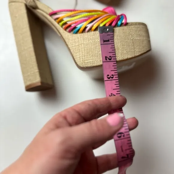 Larroudé Valerie 140MM Multicolored Satin Knotted Leather Platform Heel NWOT 9.5