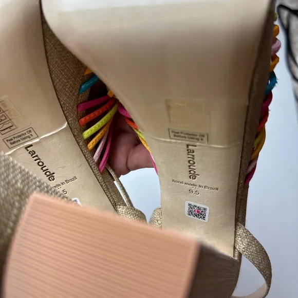 Larroudé Valerie 140MM Multicolored Satin Knotted Leather Platform Heel NWOT 9.5