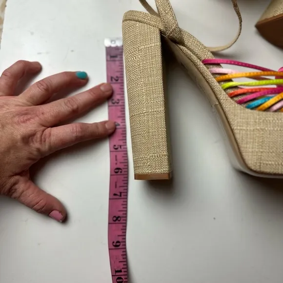 Larroudé Valerie 140MM Multicolored Satin Knotted Leather Platform Heel NWOT 9.5