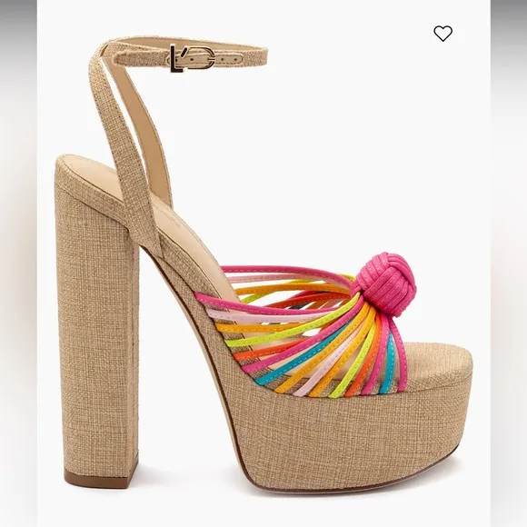 Larroudé Valerie 140MM Multicolored Satin Knotted Leather Platform Heel NWOT 9.5