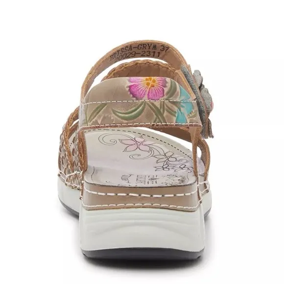 L'Artiste Brissa Sandals- Grey/Multicolor Butterfly Floral Print Women’s Sandals