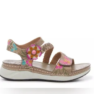 L'Artiste Brissa Sandals- Grey/Multicolor Butterfly Floral Print Women’s Sandals