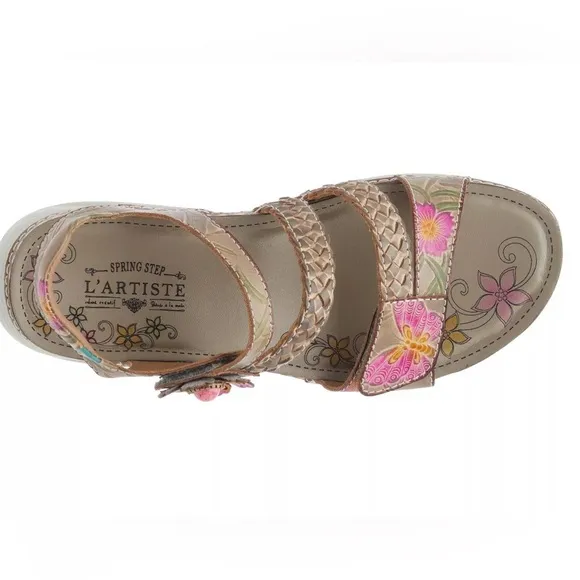 L'Artiste Brissa Sandals- Grey/Multicolor Butterfly Floral Print Women’s Sandals